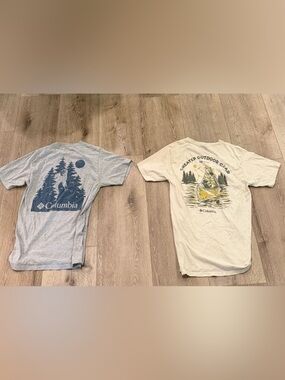 Columbia Cream Tee with Green & Yellow Outdoor Canoe Graphic